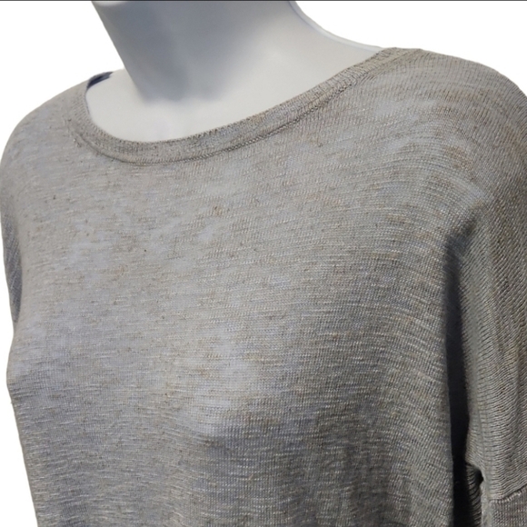 𝅺vince Gold Speckled Long Sleeve Semi Sheer Knit Ribbed Sweater - Picture 1 of 10